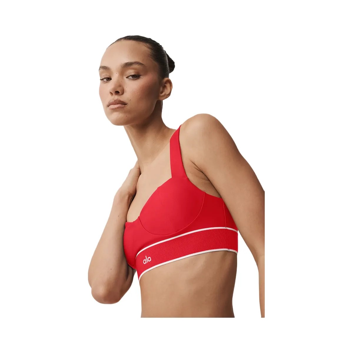 Alo Women's Airlift Alignment Bra - Bright Red/White - HypeFly India View 3