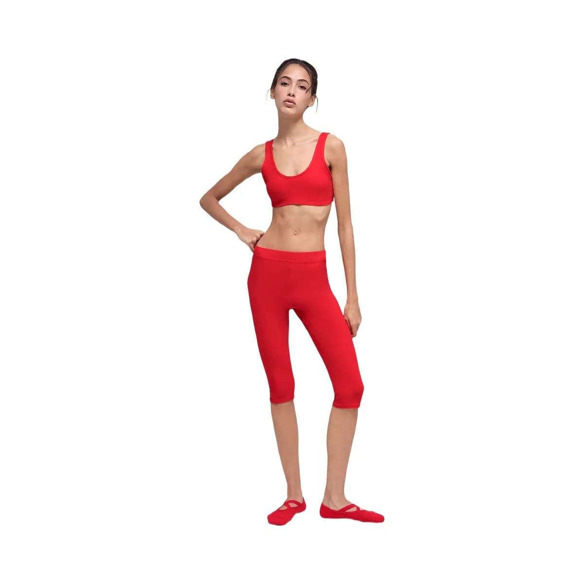 Alo Women's soft High-Waist Iconic 90's Capri - Bright Red - HypeFly India View 1