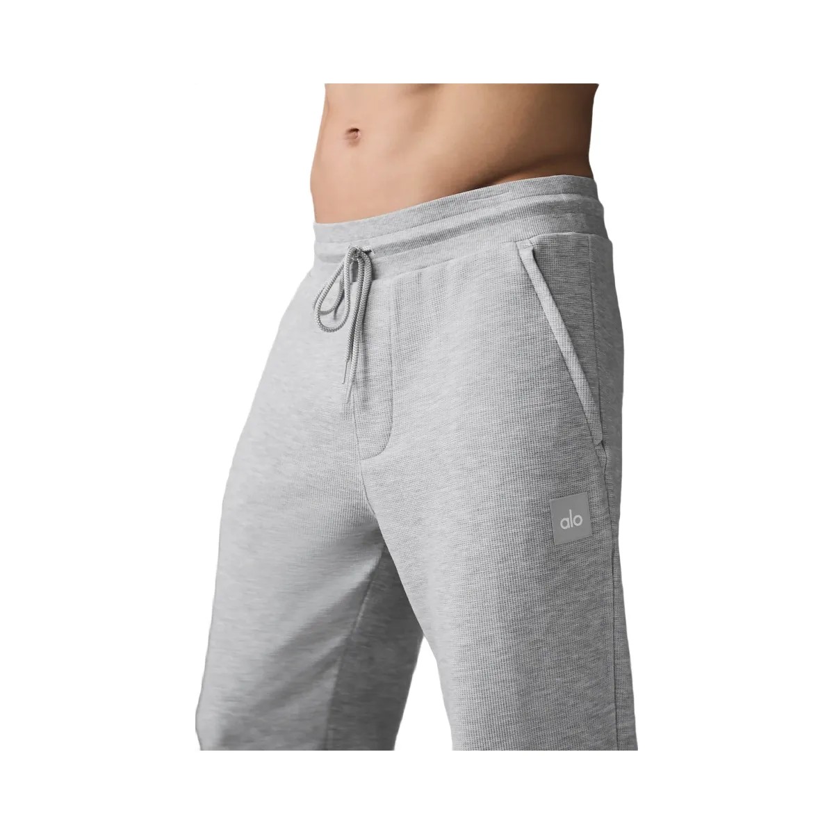 Alo Men's Micro Waffle Fast Break Jogger - Athletic Heather Grey - HypeFly India View 3