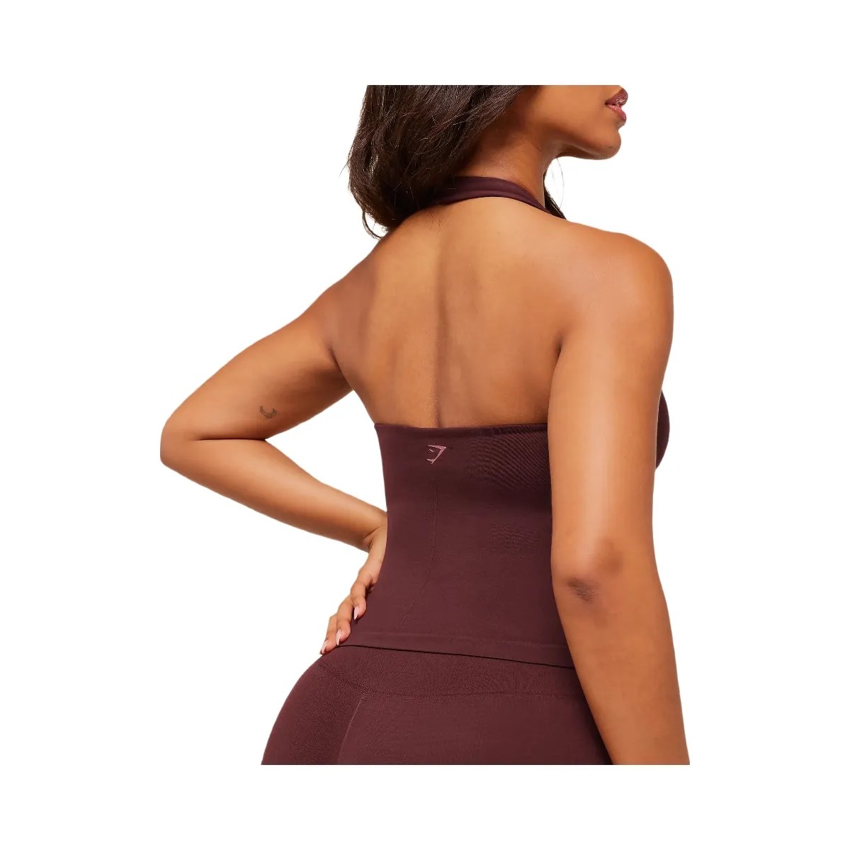Gymshark Soft Sculpt Halterneck Tank With Shelf - Rich Maroon - HypeFly India View 4