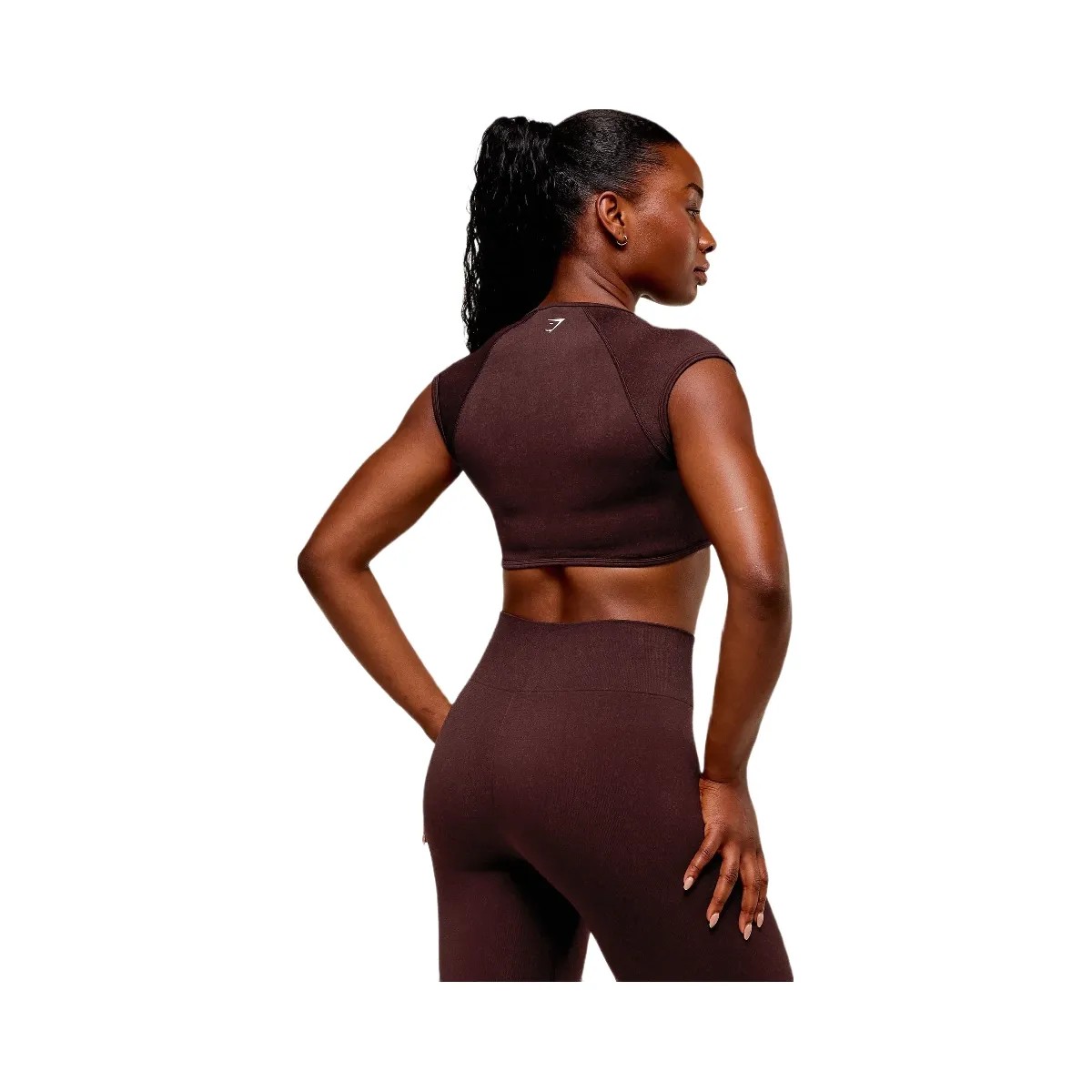 Gymshark Adapt Fleck x Whitney Short Sleeve Crop Top - Cherry Purple/Rich Maroon - HypeFly India View 2