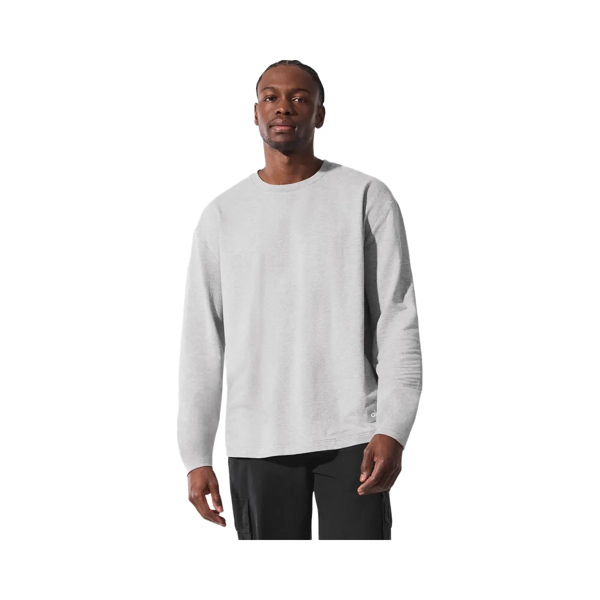 Alo Men's Double Take Long Sleeve Crew - Athletic Heather Grey - HypeFly India View 1