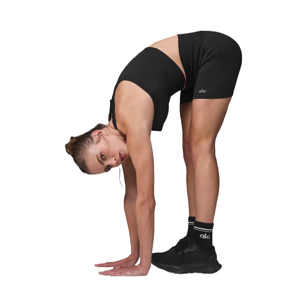 Alo Women's 5" Seamless Ribbed Favorite Short - Black - HypeFly India View 5
