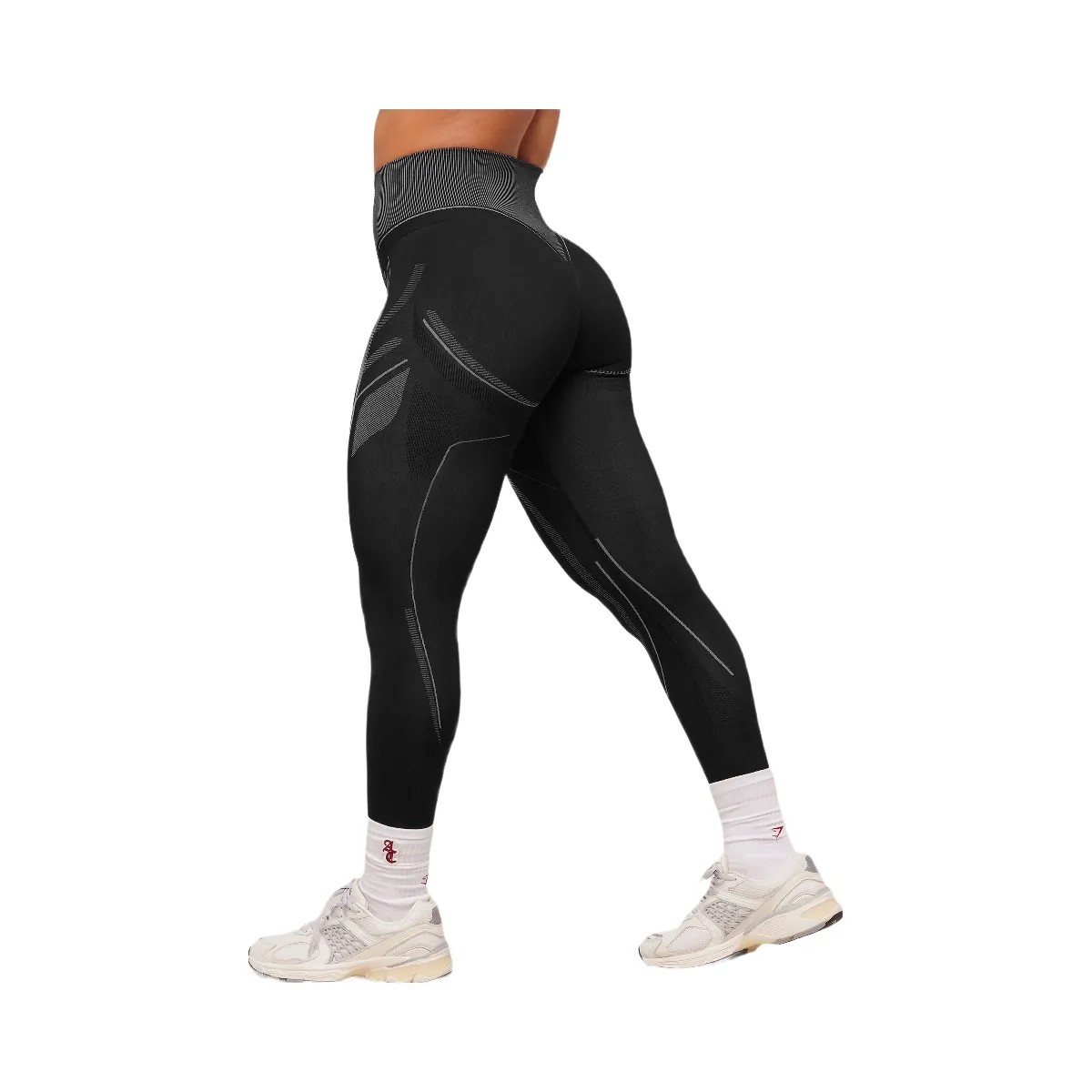 Gymshark x Analis Seamless Leggings - Black/Silver Grey - HypeFly India View 3