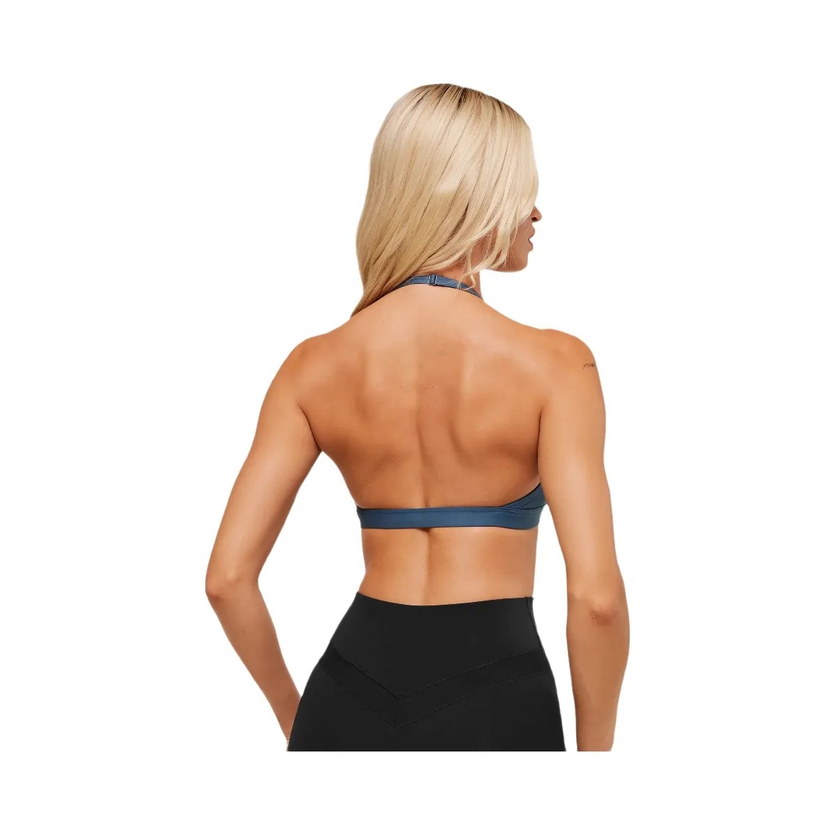 Gymshark Minimal Halterneck Sports Bra - Compound Blue - HypeFly India View 2