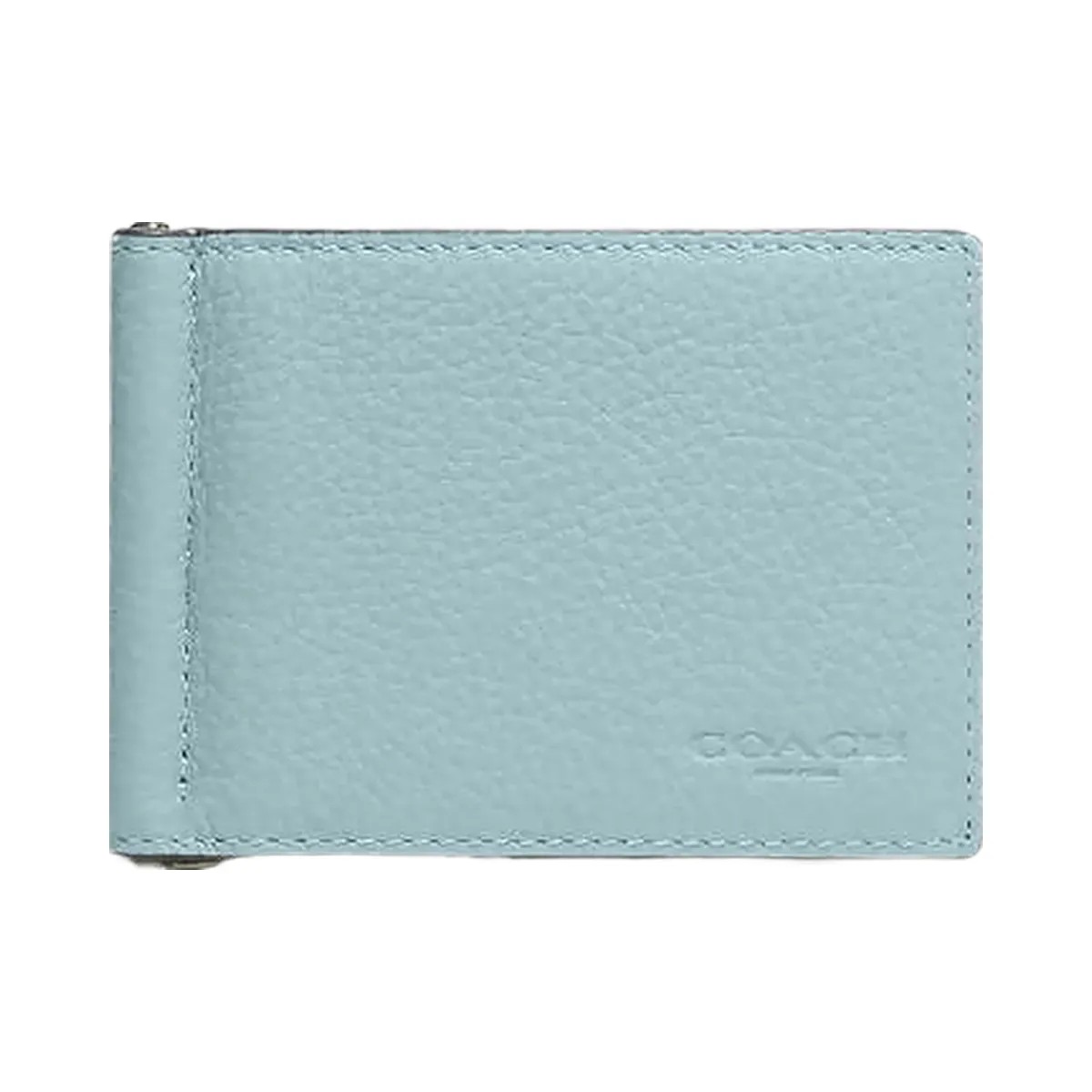 Coach Slim Money Clip Billfold Wallet Pebbled Leather-Qb-Light Blue - HypeFly India View 2