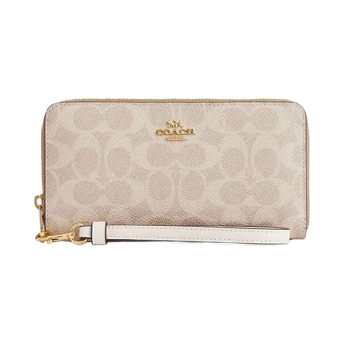 Coach Long Zip Around Wallet In Signature Canvas Signature Canvas-Gold-Sand-Chalk - HypeFly India View 3