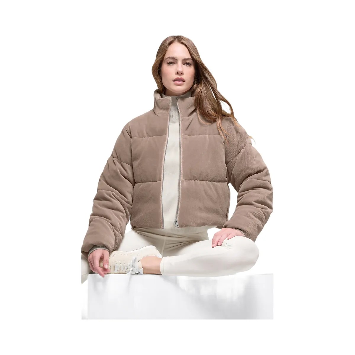Alo Women's Micro Corduroy Dreamy Puffer - Chai Latte - HypeFly India View 4