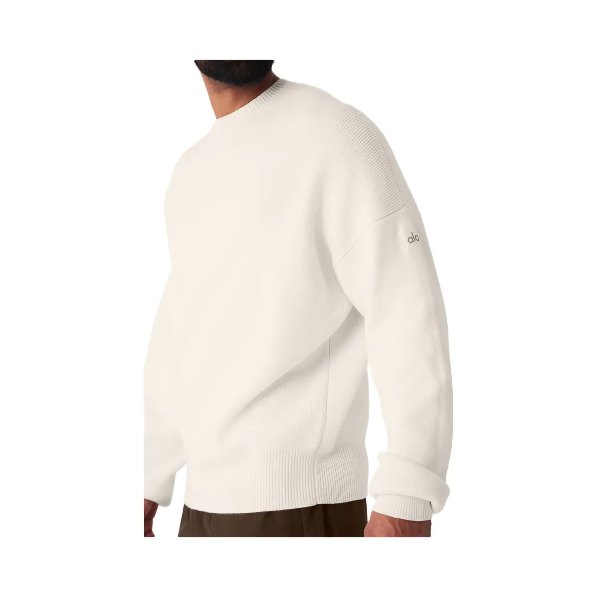 Alo Men's Scholar Crew Neck Sweater - Ivory - HypeFly India View 4