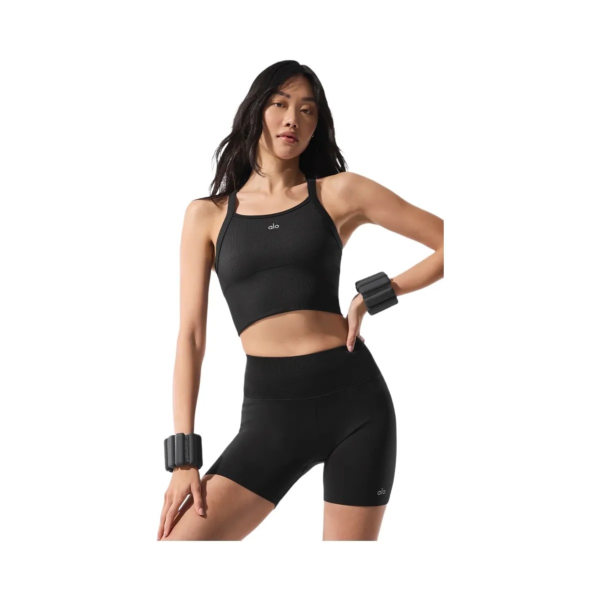 Alo Women's Seamless Ribbed Favorite Bra Tank - Black - HypeFly India View 1