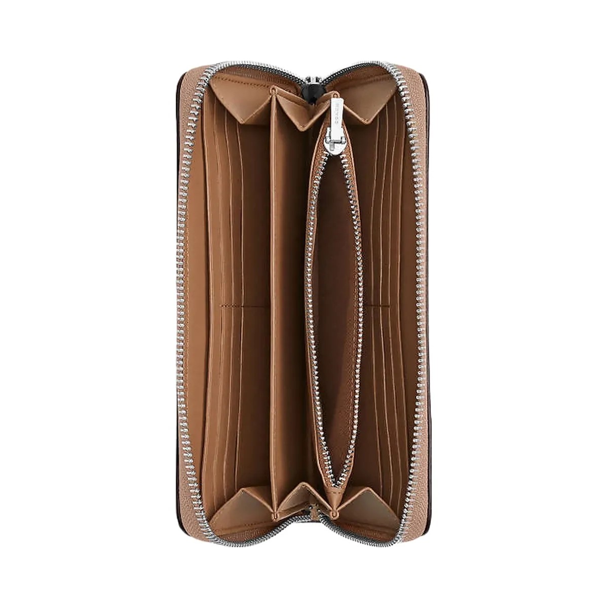 Coach Long Zip Around Wallet In Signature Canvas Signature Canvas-Silver-Sand-Taupe - HypeFly India View 2