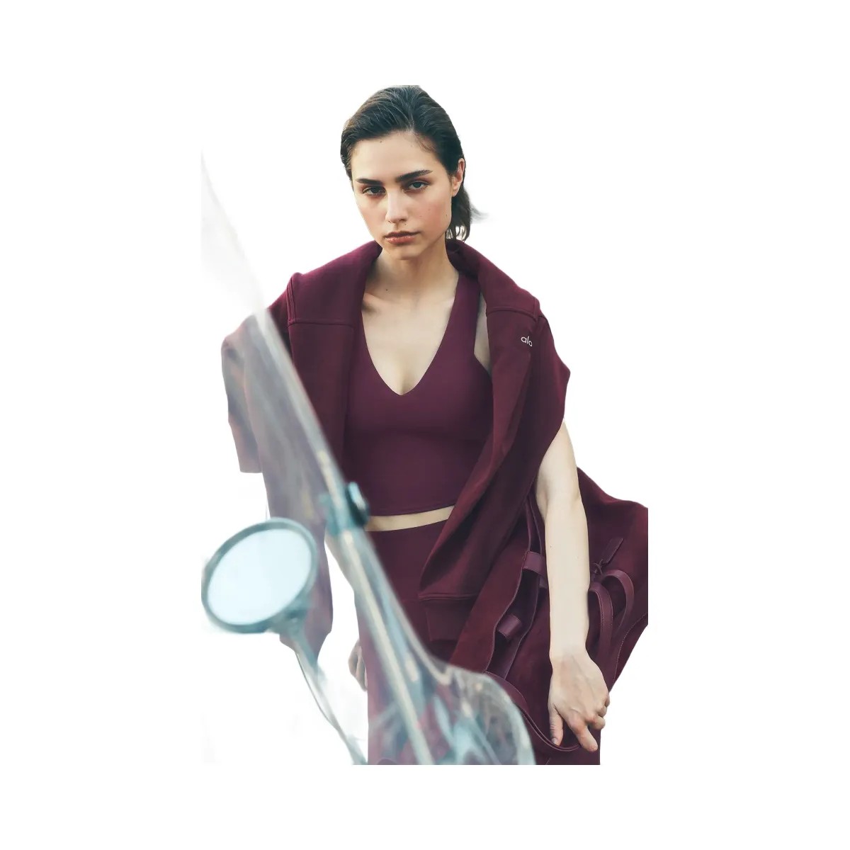 Alo Women's Airbrush Real Bra Tank - Burgundy - HypeFly India View 5