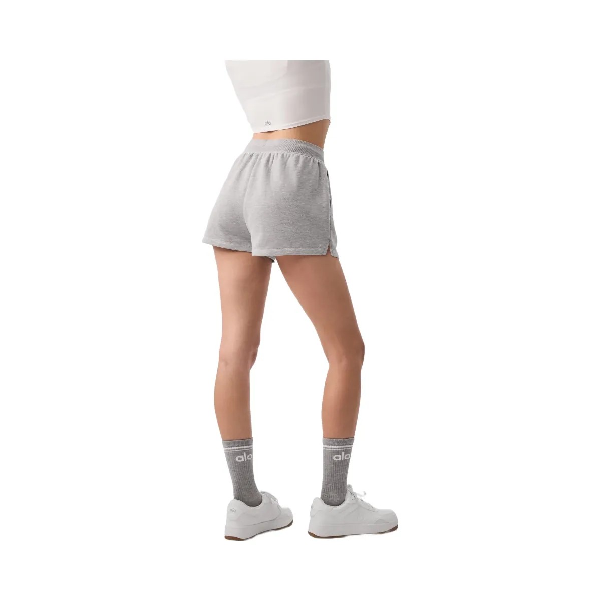 Alo Women's Low Key Sweat Short - Athletic Heather Grey - HypeFly India View 2