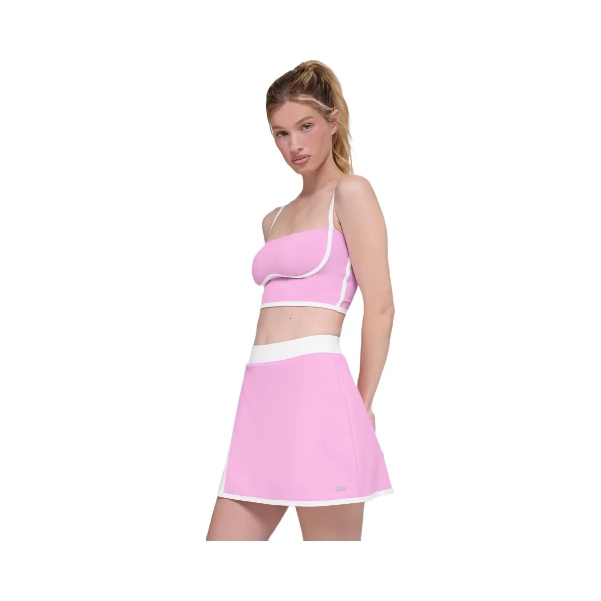 Alo Women's Airbrush Streamlined Bra Tank - Candy Heart Pink/White - HypeFly India View 3
