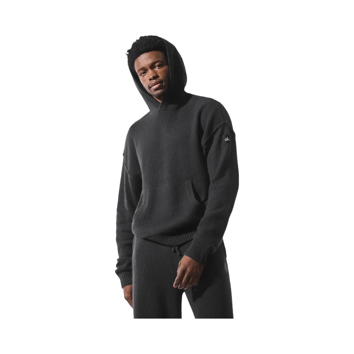 Alo Men's Wool Cashmere New Class Hoodie - Black - HypeFly India View 4
