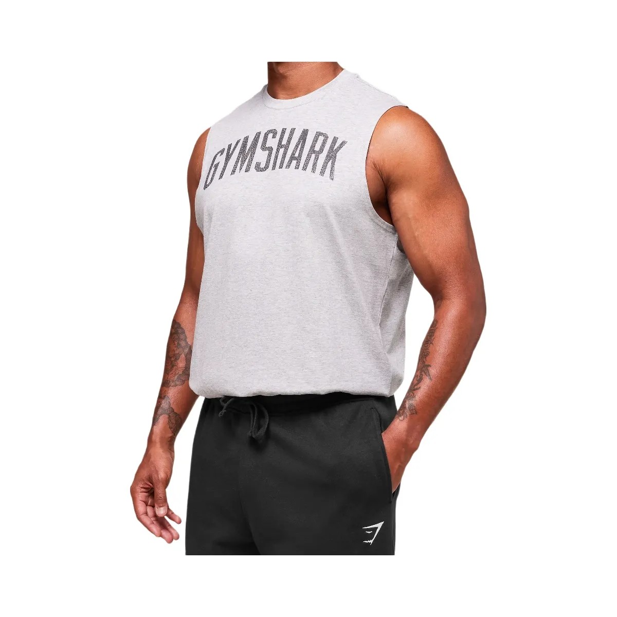 Gymshark Worn Graphic Tank - Light Grey Core Marl - HypeFly India View 4