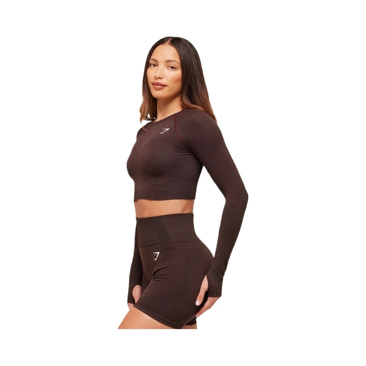 Gymshark Vital Crop Top - Rich Maroon/Marl - HypeFly India View 2