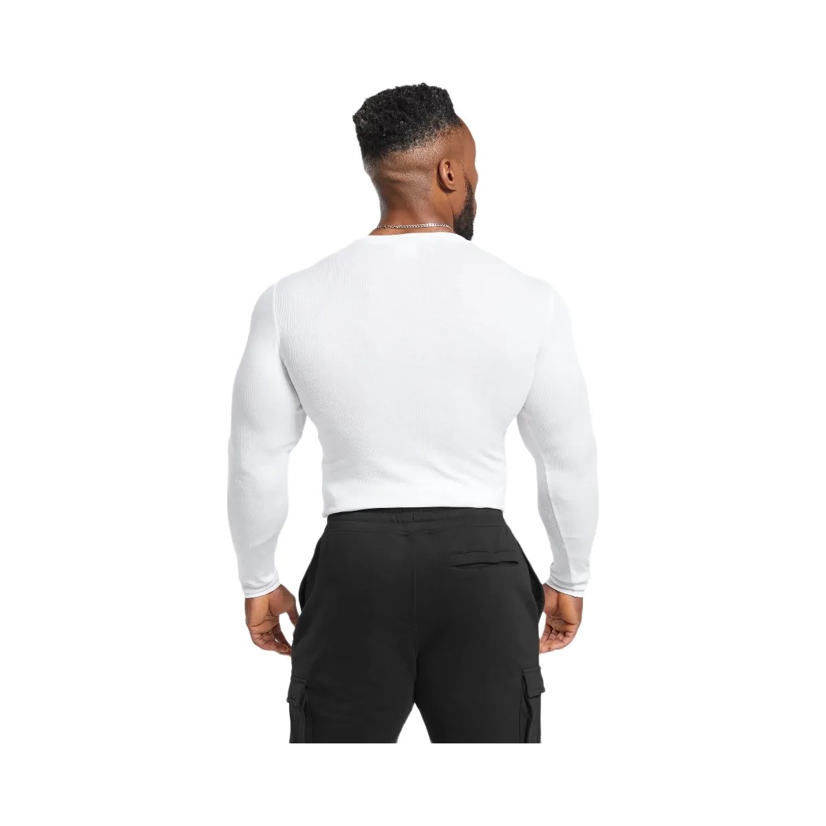 Gymshark Ribbed Long Sleeve T-Shirt - White - HypeFly India View 2