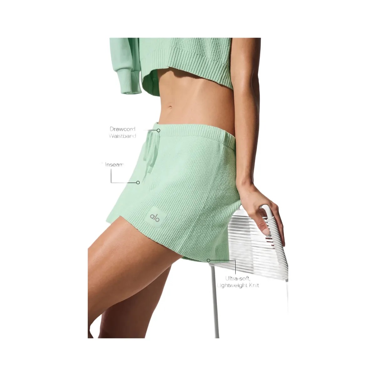 Alo Women's Supernatural Sweater Short - Spearmint - HypeFly India View 2