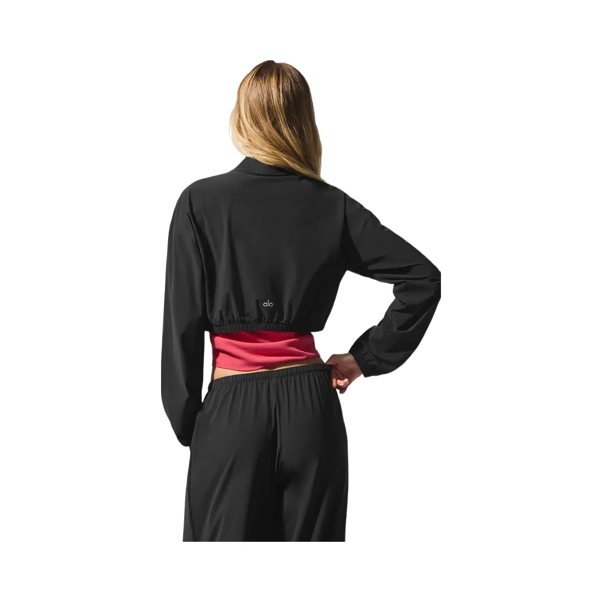 Alo Women's Cropped Breezy Full-Zip Cover Up - Black - HypeFly India View 3