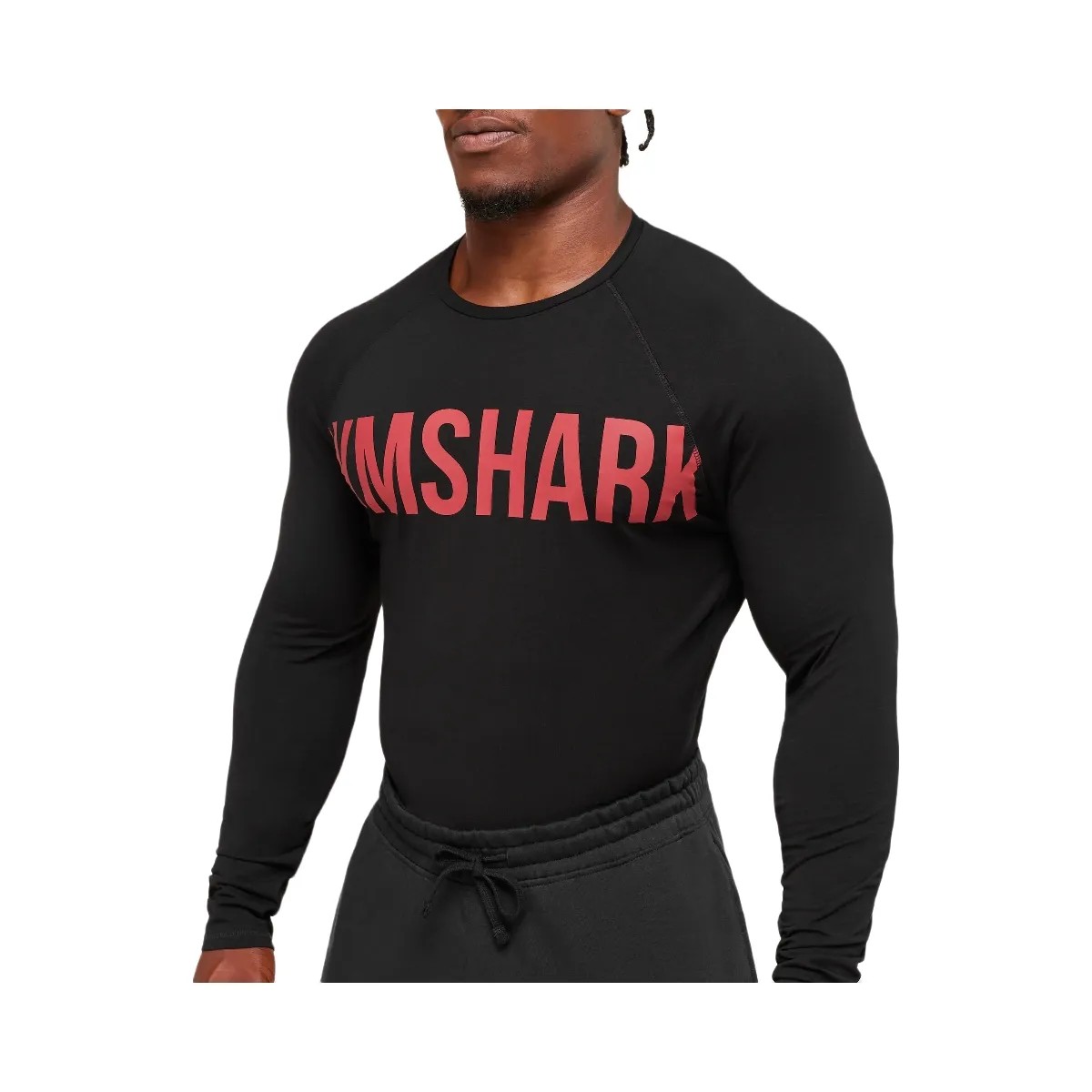 Gymshark Prime Long Sleeve T-Shirt - Black/Vivid Red - HypeFly India View 4