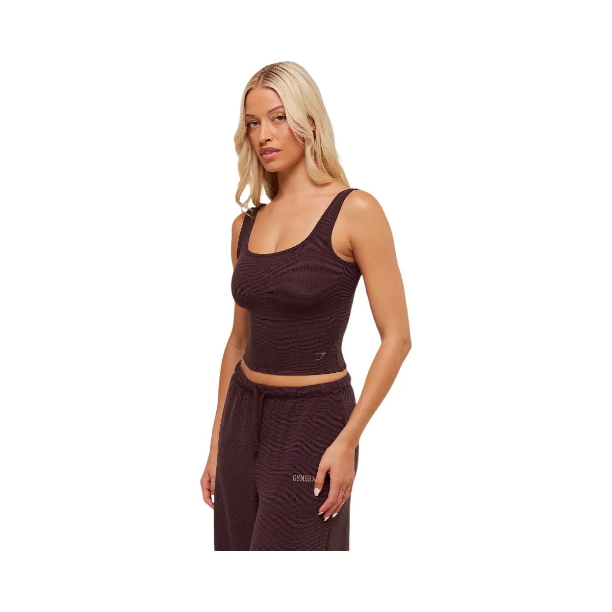 Gymshark Waffle Cropped Tank - Cherry Purple - HypeFly India View 3