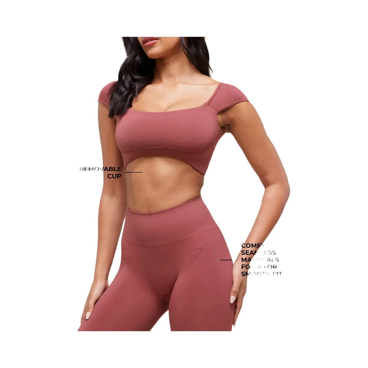 Gymshark Soft Sculpt Cap Sleeve Bralette - Washed Berry Pink - HypeFly India View 1