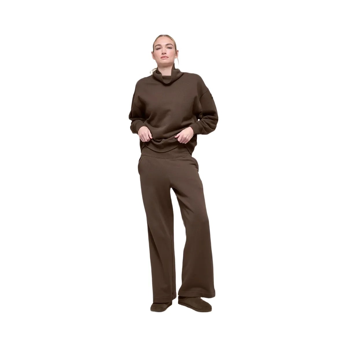 Alo Women's Serenity Wide Leg Sweatpant - Espresso - HypeFly India View 4