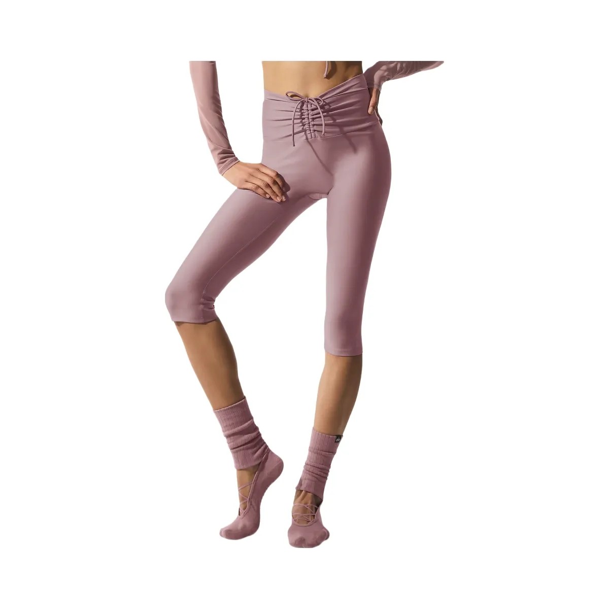 Alo Women's Airlift Mesh High-Waist Divine Capri - Smoky Quartz - HypeFly India View 5