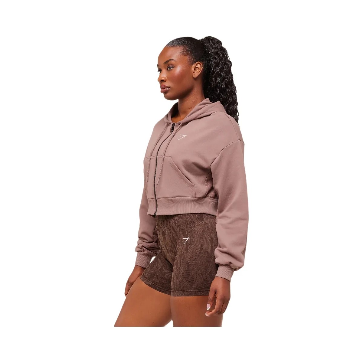 Gymshark Power Midi Zip Hoodie - Chestnut Pink - HypeFly India View 2