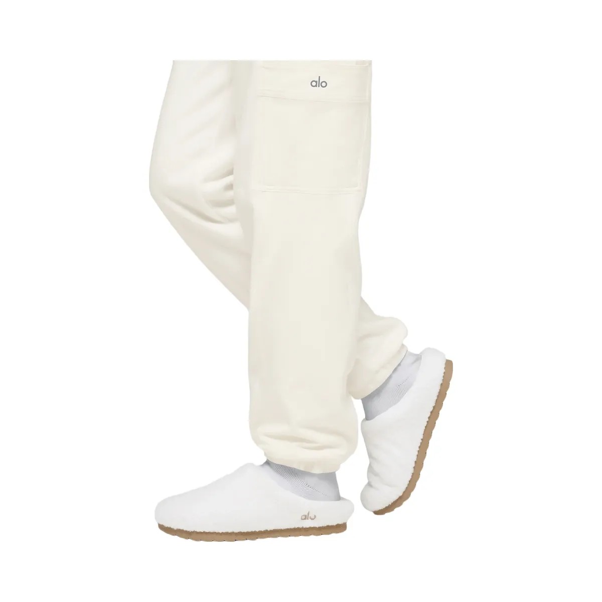 Alo Women's Polar Fleece Wintry Mix Pant - Ivory - HypeFly India View 2