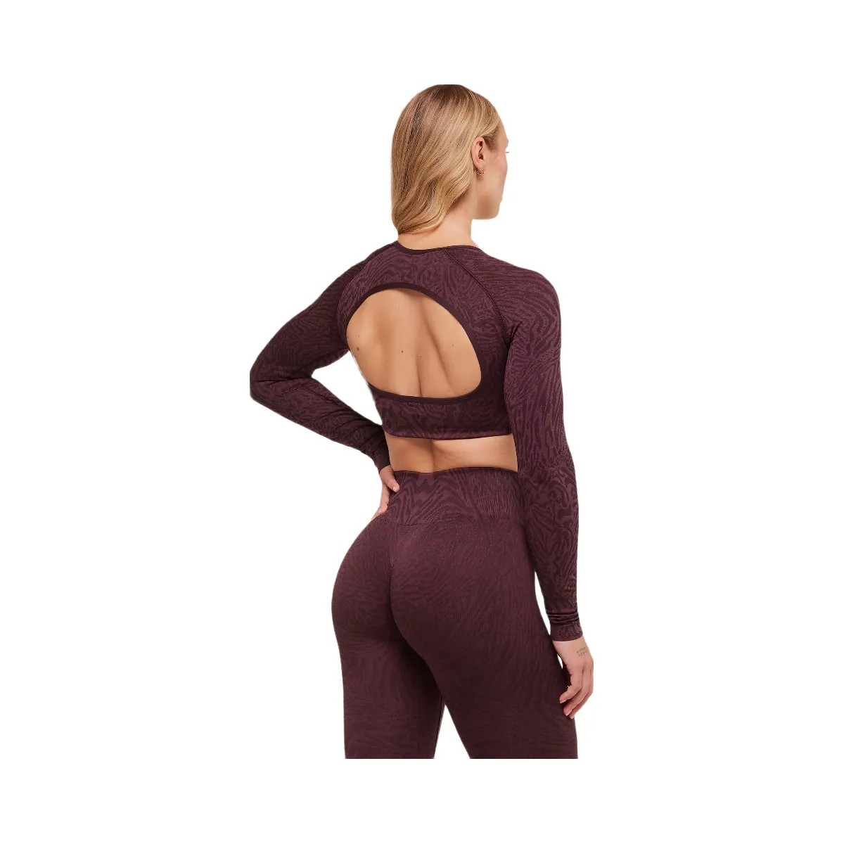 Gymshark Adapt Animal Long Sleeve Crop Top - Cherry Purple/Reset Pink - HypeFly India View 3