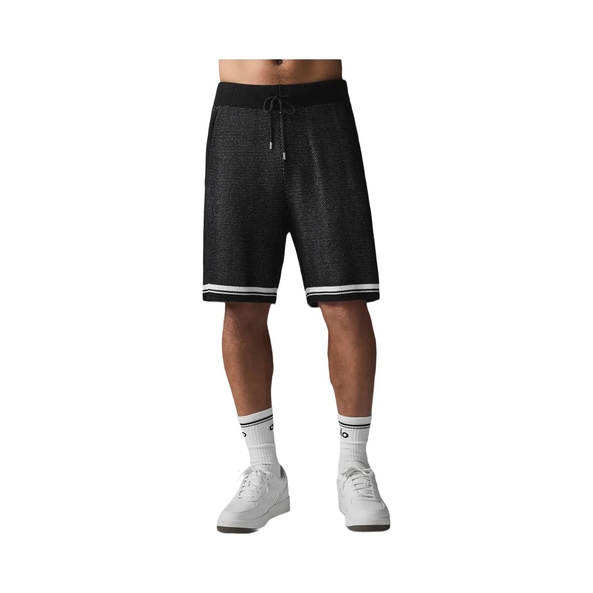 Alo Men's 7" Sports Club Sweater Knit Basketball Short - Black - HypeFly India View 3
