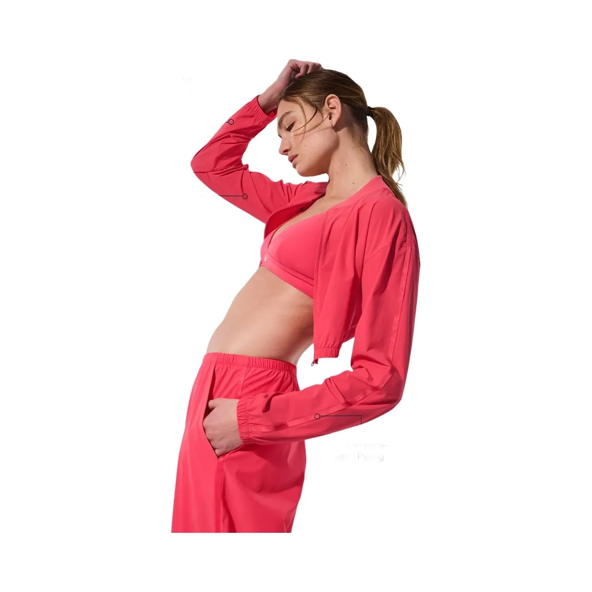 Alo Women's Cropped Breezy Full-Zip Cover Up - Candy Red - HypeFly India View 2