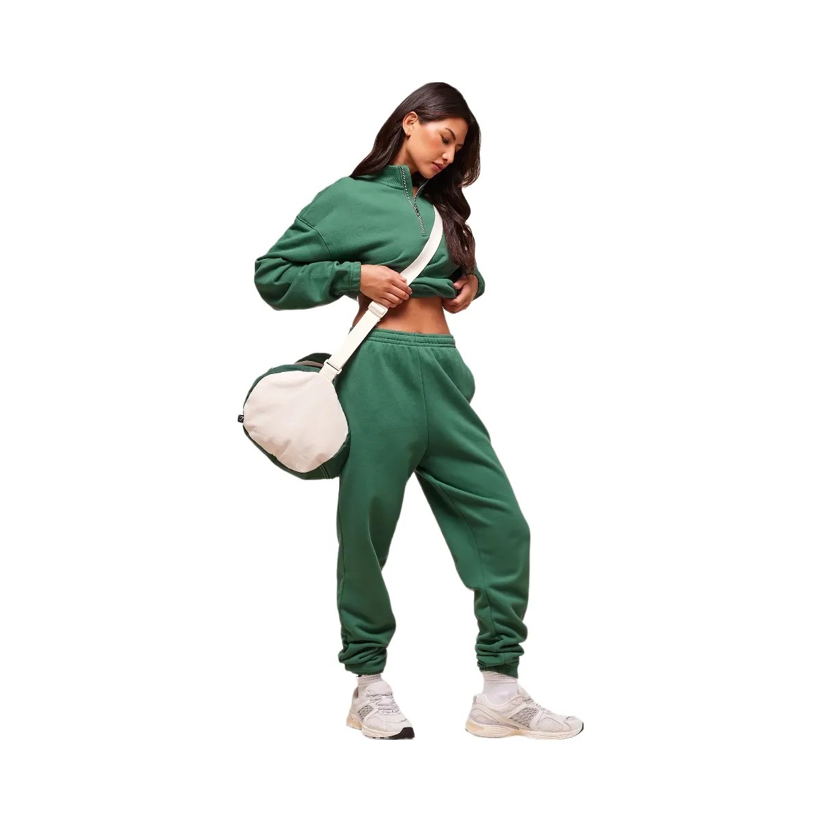 Gymshark Rest Day Sweats 2.0 1/4 Zip Pullover - Lift Green - HypeFly India View 3