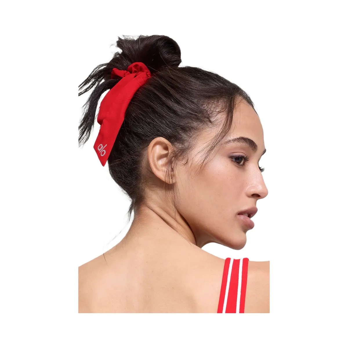 Alo Love Knots Tie Scrunchie - Bright Red - HypeFly India View 2