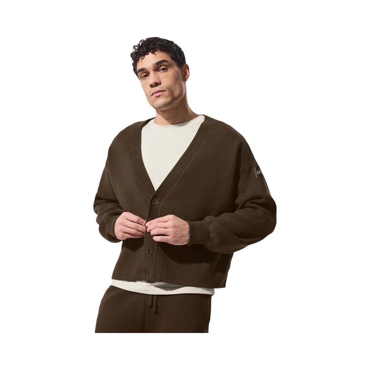 Alo Men's Scholar Cardigan Sweater - Espresso - HypeFly India View 1
