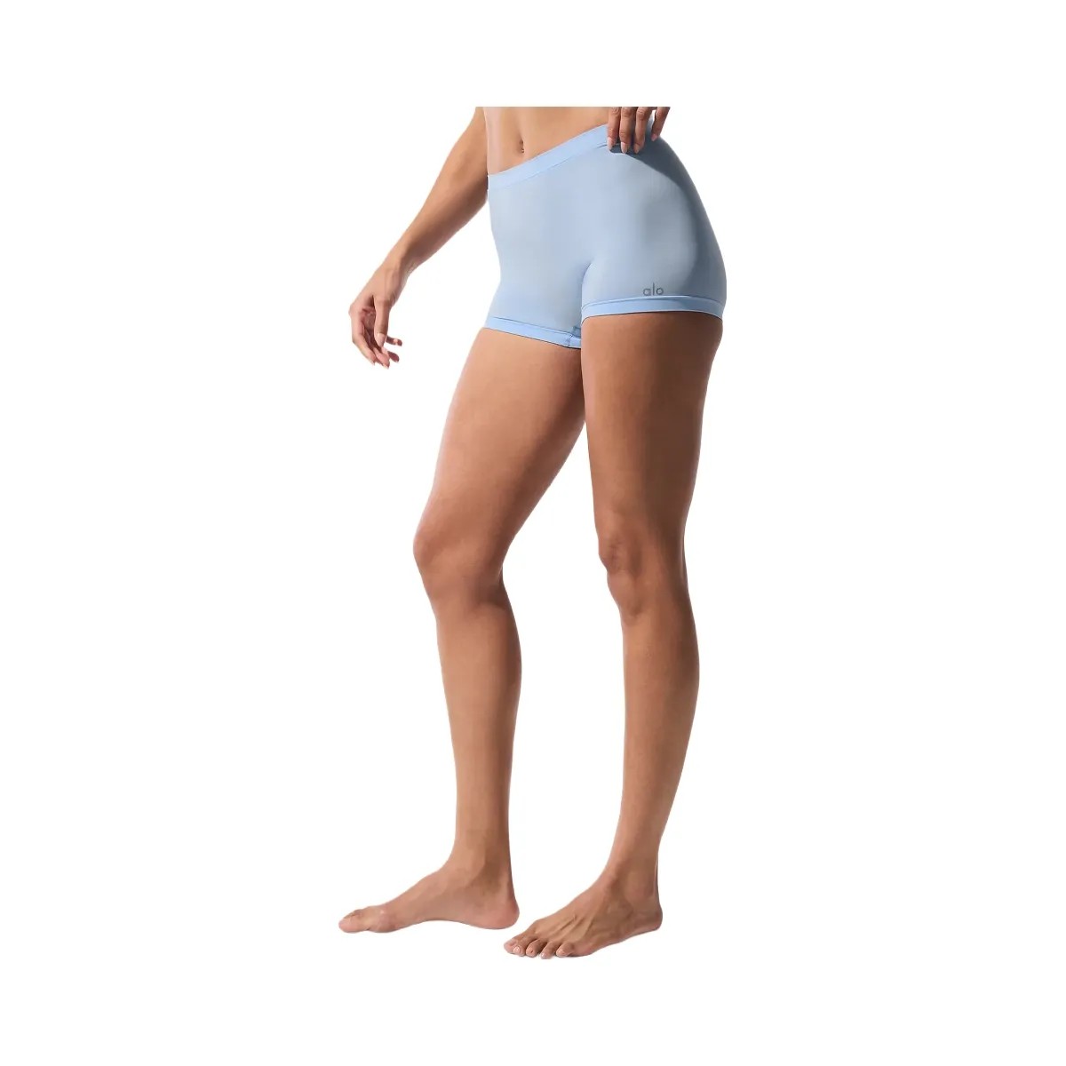 Alo Women's Sheer Glow Boyshort - Seashell Blue - HypeFly India View 4