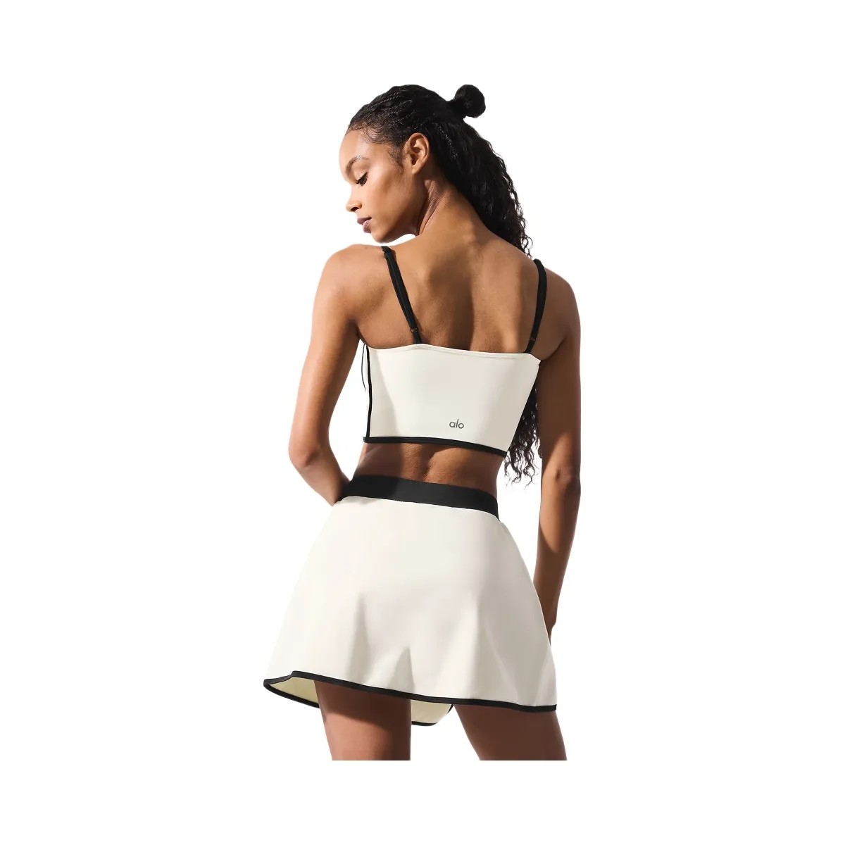 Alo Women's Airbrush Streamlined Bra Tank - Ivory/Black - HypeFly India View 2
