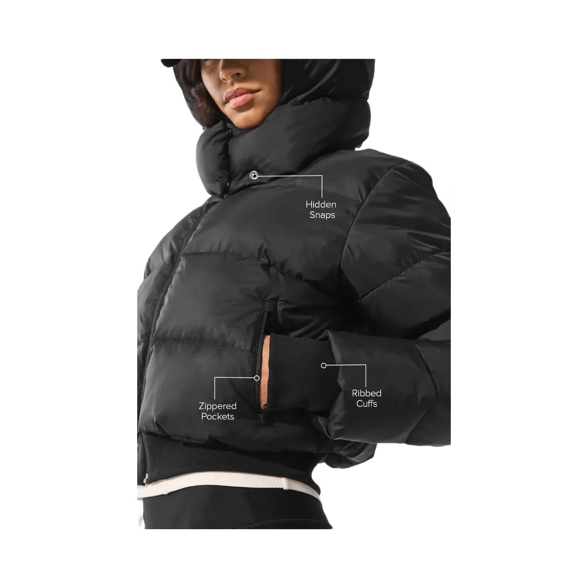 Alo Women's Foxy Puffer Jacket - Black - HypeFly India View 2