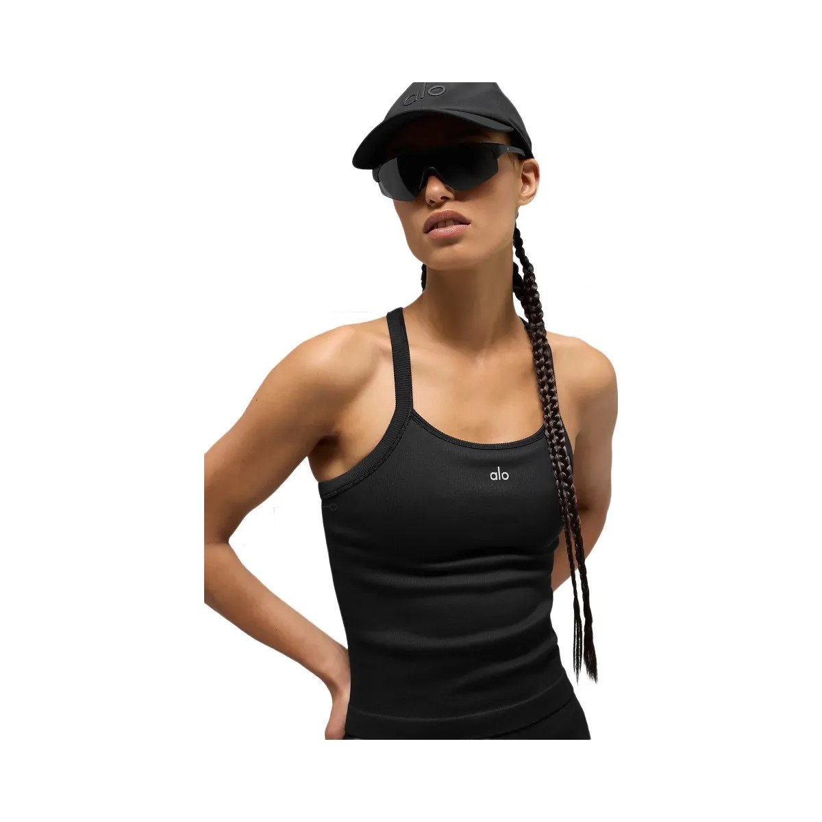 Alo Women's Seamless Ribbed Favorite Full Length Bra Tank - Black - HypeFly India View 2