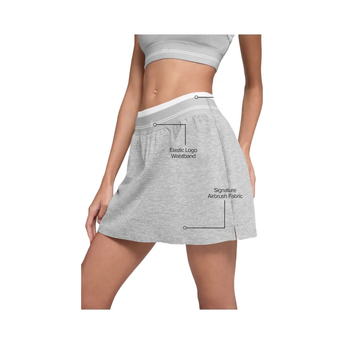 Alo Women's soft Better Together Tennis Skirt - Athletic Heather Grey/White - HypeFly India View 4