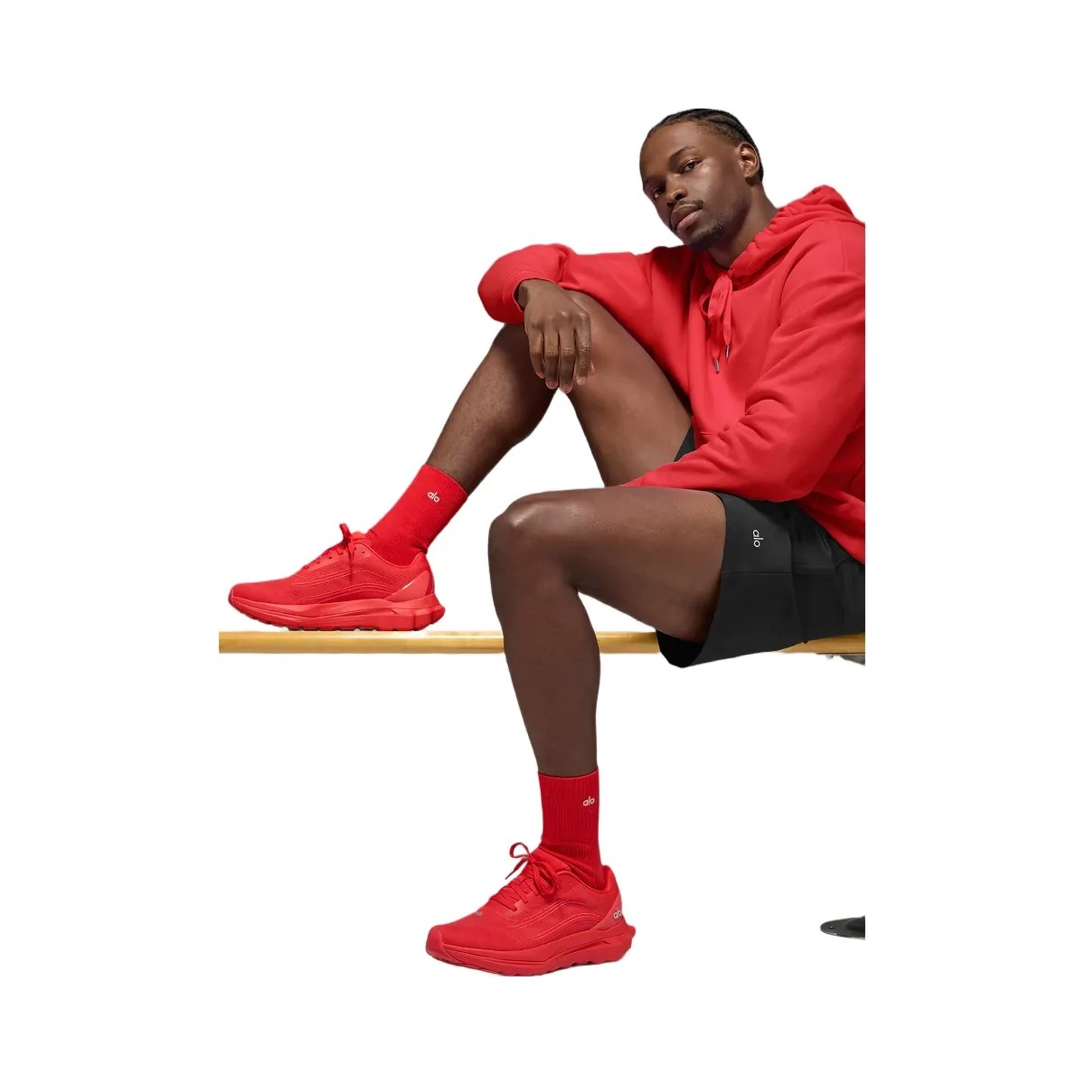Alo Unisex Half-Crew Understated Sock - Bright Red - HypeFly India View 2
