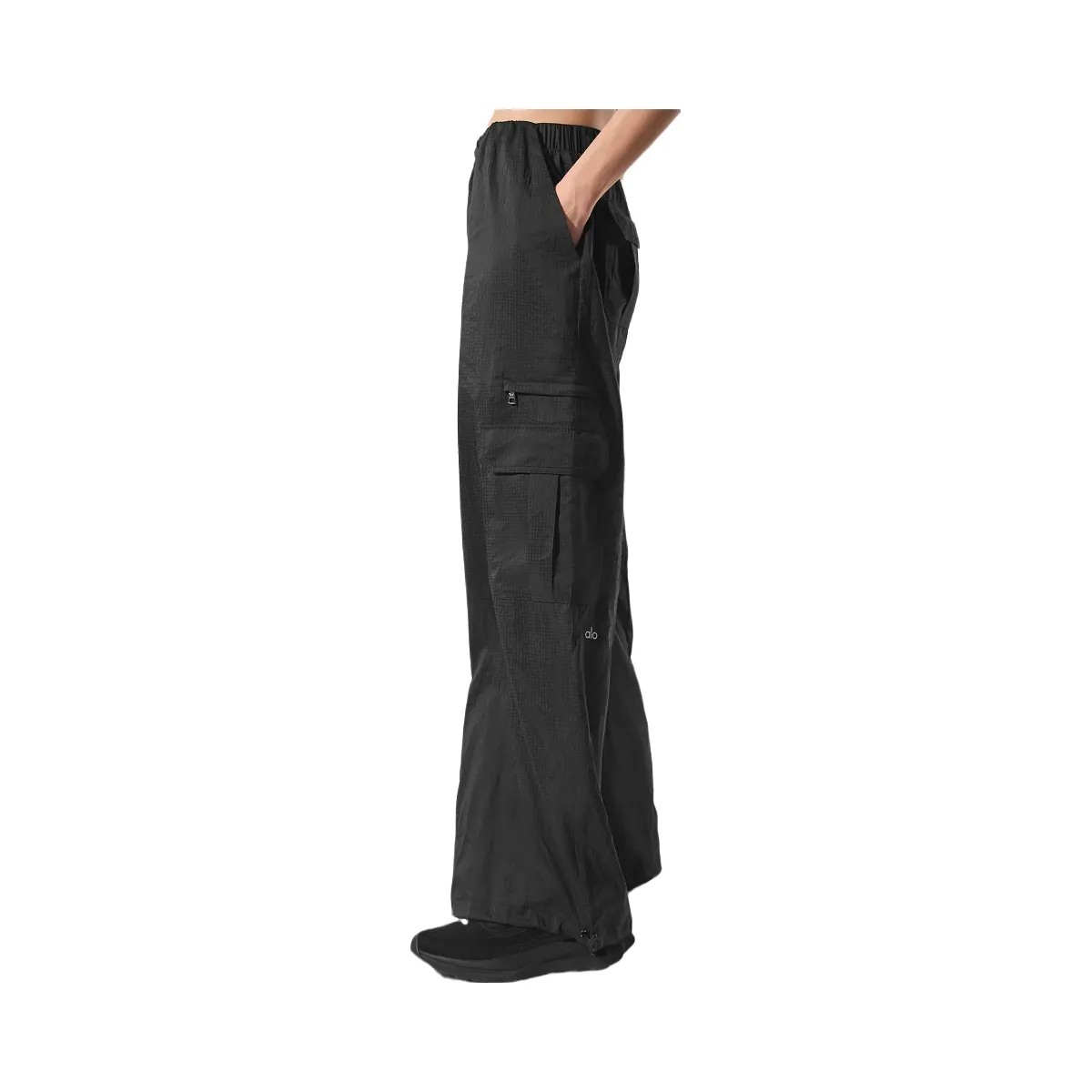 Alo Women's Sheer Game Time Wide Leg Jogger - Black - HypeFly India View 2