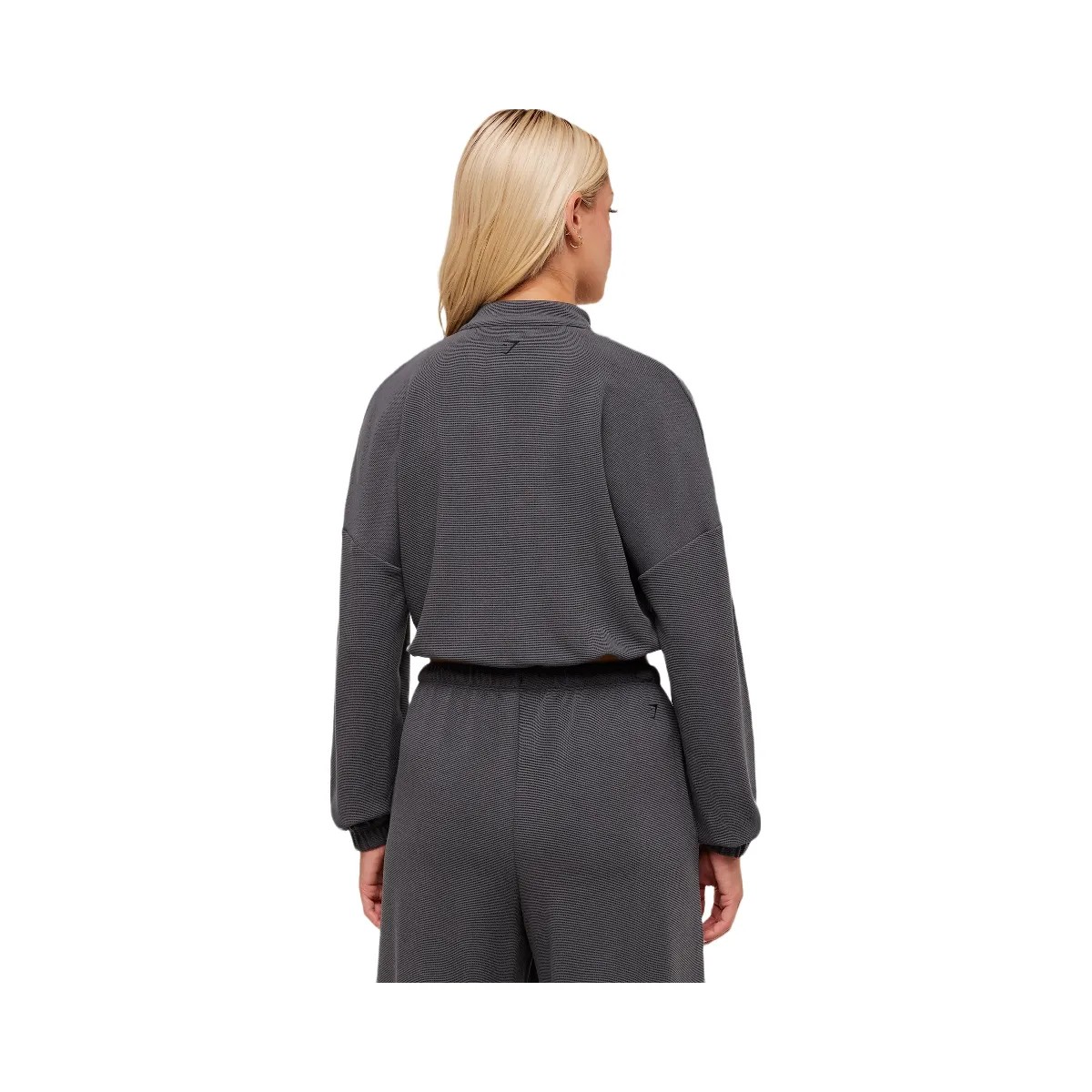 Gymshark Waffle Midi Zip Up Jacket - Onyx Grey - HypeFly India View 2