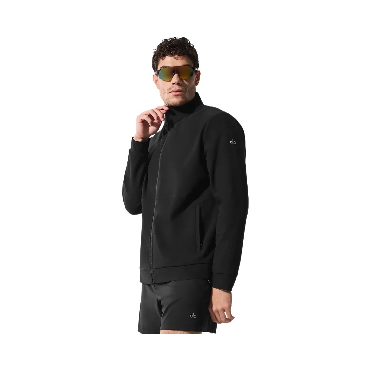 Alo Men's Conquer Max Mock Neck Full Zip - Black - HypeFly India View 3