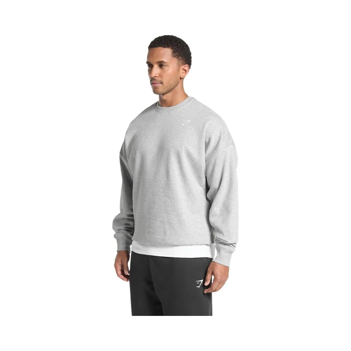 Gymshark Oversized Crest Crew - Light Grey Core Marl - HypeFly India View 4