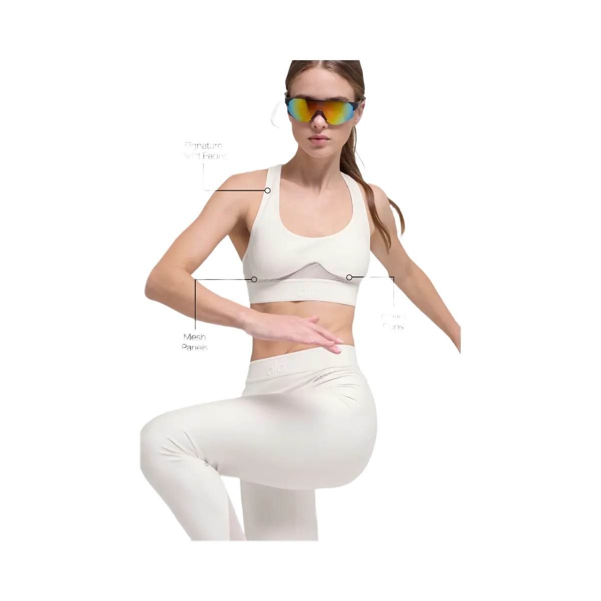 Alo Women's Airlift Rebel Bra - Ivory - HypeFly India View 1