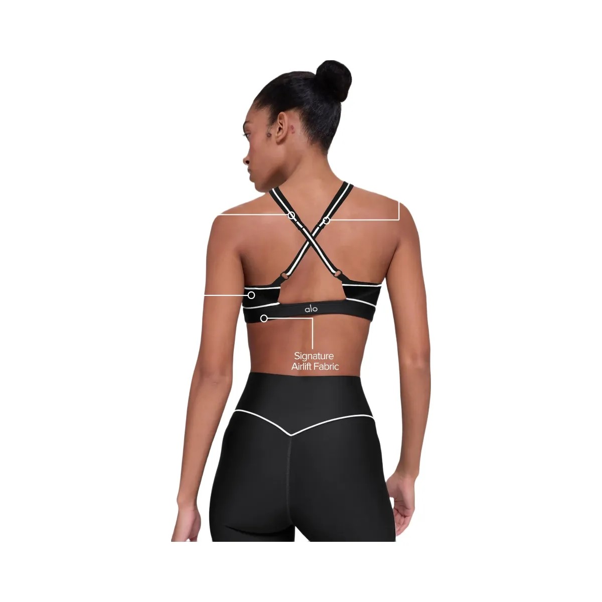 Alo Women's Airlift Haven Bra - Black/White - HypeFly India View 2