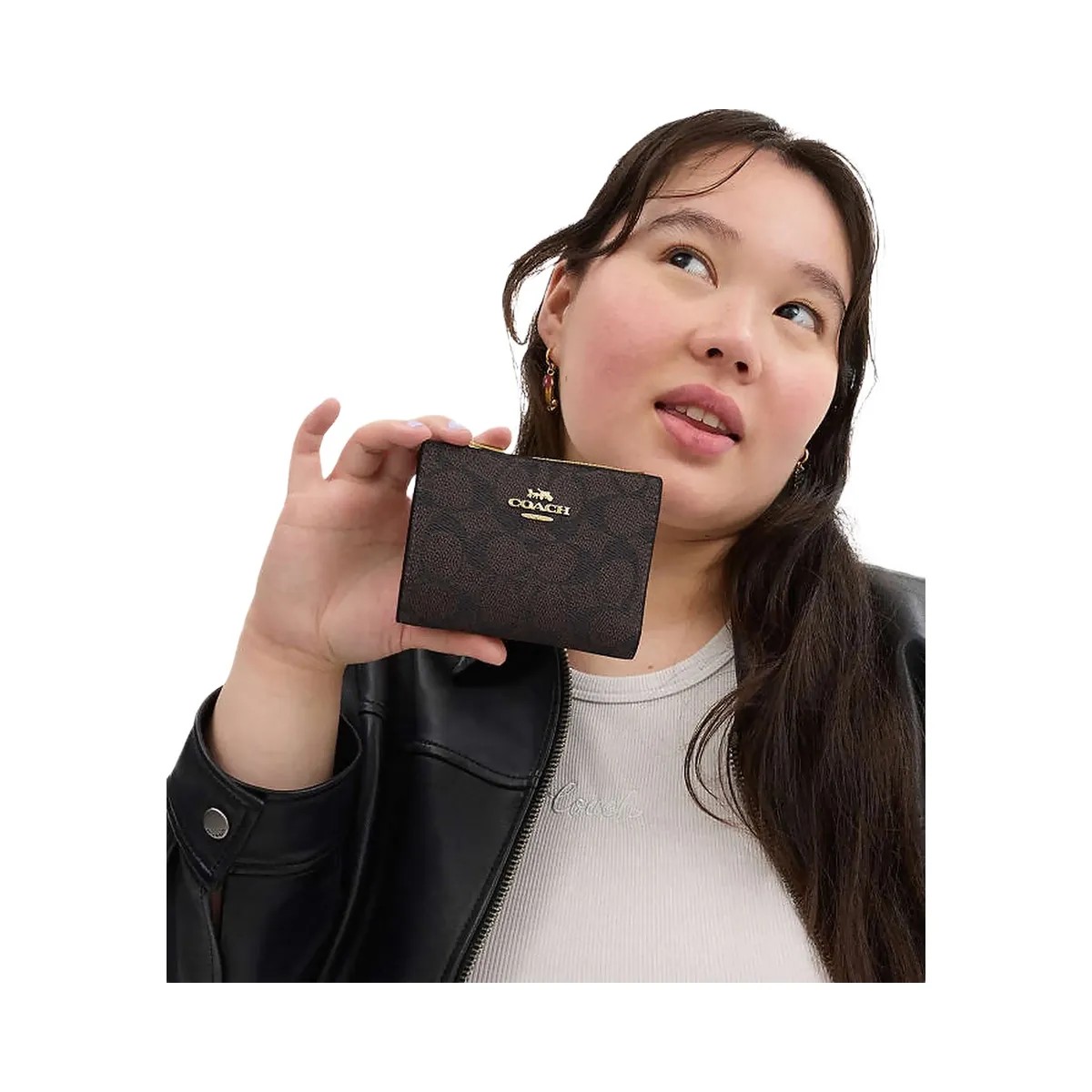 Coach Bifold Wallet In Signature Canvas Signature Canvas-Gold-Walnut-Black - HypeFly India View 3